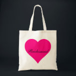 Tote Bag Pink Heart Bridesmaid<br><div class="desc">Ce nom personnalisé monogramme mignon sac fourre-tout vintage est la meilleure idée de cadeau pour mariée et demoiselle d'honneur chez les mariages.</div>
