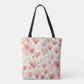 Tote Bag Pink Heart Doodles Motif Saint Valentin (Dos)
