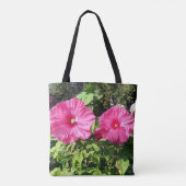 Tote Bag Pink Hibiscus Flower Drawstring Backpack (Dos)