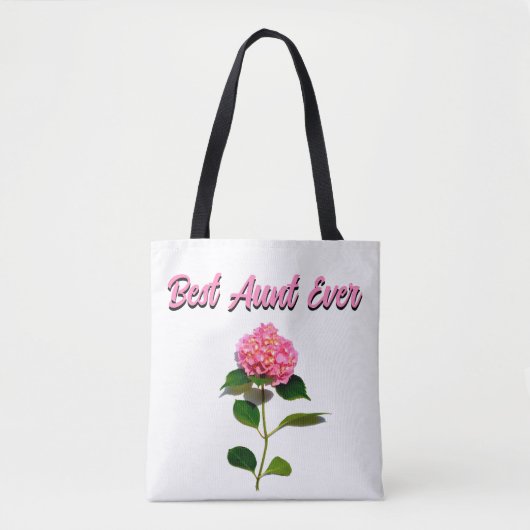 Tote Bag Pink hydrangea rose floral meilleure tante jamais (Devant)