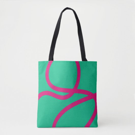 Tote Bag – Pink Lines on Green (Devant)