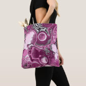 Tote Bag Pink, Magenta et Black Fluid Art Pour Peinture (De près)
