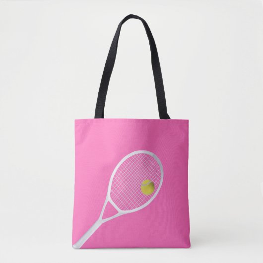 Tote Bag Pink Modern Tennis Ball White Racket (Devant)