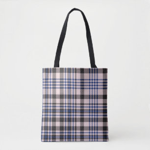 Tote Bag Pink Navy Glen Plaid textured seamless patternabst