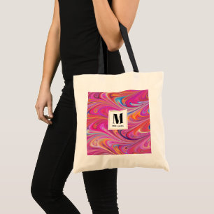 Tote Bag Pink Orange tourne Super Design Monogramme