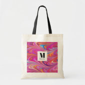 Tote Bag Pink Orange tourne Super Design Monogramme (Devant)