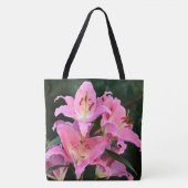 Tote Bag Pink Oriental Lilies Floral (Devant)