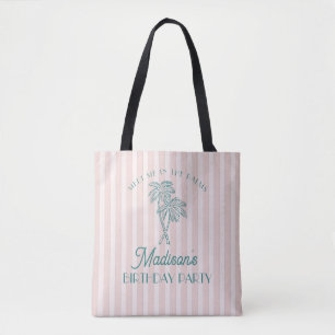 Tote Bag Pink Palm Spring Pastel Beach Anniversaire