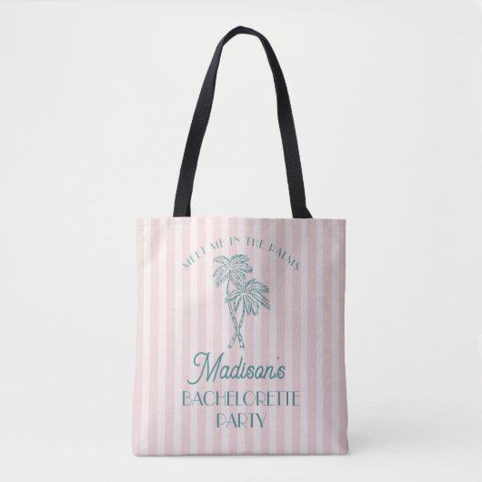 Tote Bag Pink Palm Spring Pastel Beach Bachelorte Party (Devant)