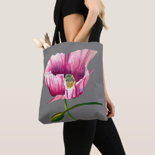 Tote Bag Pink pavot aquarelle de fleurs art