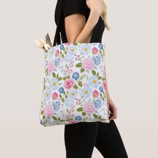 Tote Bag Pink Peonies Pattern  (De près)