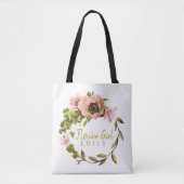 Tote Bag Pink Peony Flower Nom de la fille ID456 (Devant)