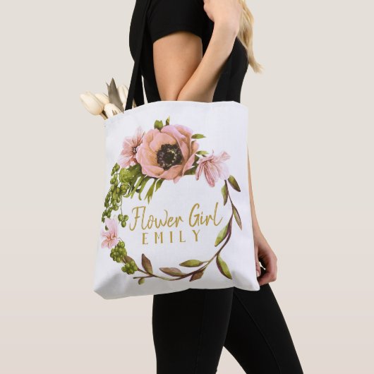 Tote Bag Pink Peony Flower Nom de la fille ID456 (De près)