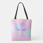 Tote Bag Pink puprle goutte holographique monogramme (Dos)