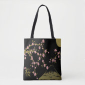 Tote Bag Pink Sakura Gold Noir Écran Japonais Panier (Devant)