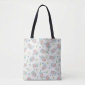 Tote Bag Pink Sheep with Flowers & Berries - Cute Pattern (Devant)