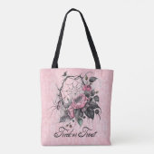 Tote Bag Pink Spider Web avec Roses | Tricoter ou traiter (Dos)