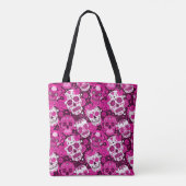 Tote Bag Pink sugar skull floral ornamental pattern (Dos)