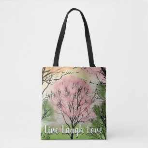 Tote Bag Pink Tree Live Rire Amour