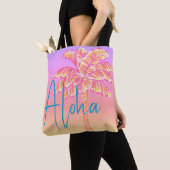 Tote Bag Pink Tropical Coucher de soleil Palm Tree Aloha Ex (De près)