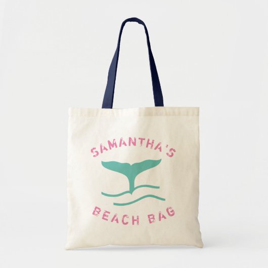 Tote Bag Pink & Turquoise Personnalisé Whale's Tail Beach (Devant)