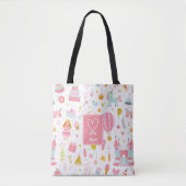 Tote Bag Pink Unicorn Party Pattern Monogrammed Girl Kids (Devant)