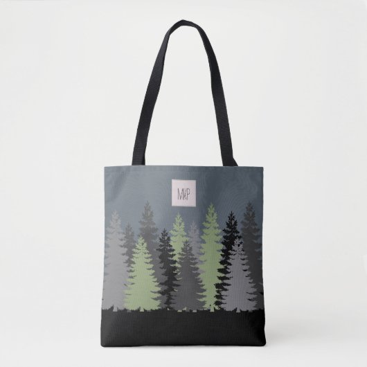 Tote Bag Pins de forêt avec Monogramme (Devant)