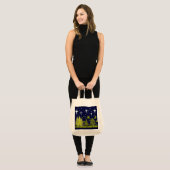 Tote Bag Pins d'hiver Sac-Stars et Lune verte (Devant (modèle))