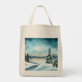 Tote Bag Pins enneigés près d'un lac (Dos)