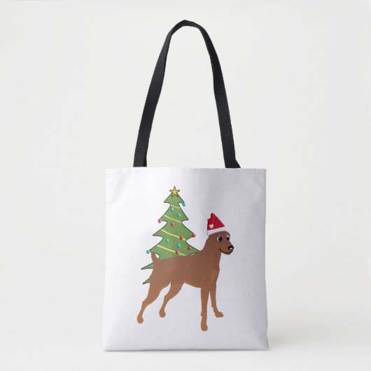 Tote Bag Pinscher miniature à Santa Hat (ancré) (Devant)