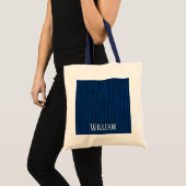 Tote Bag Pinstripes bleu marine personnalisées (Devant (produit))
