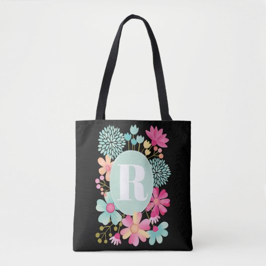 Tote Bag Pip Gerard Gouache Floral Monogram Shoulder (Devant)