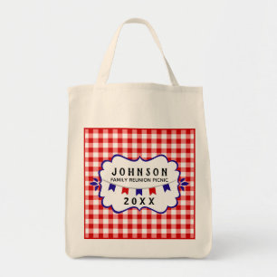 Tote Bag Pique-nique Famille Réunion Rouge Blanc et Bleu