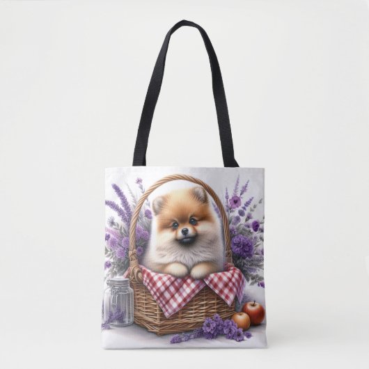 Tote Bag Pique-nique Fleur sauvage Poméranien Chien Chien C (Devant)