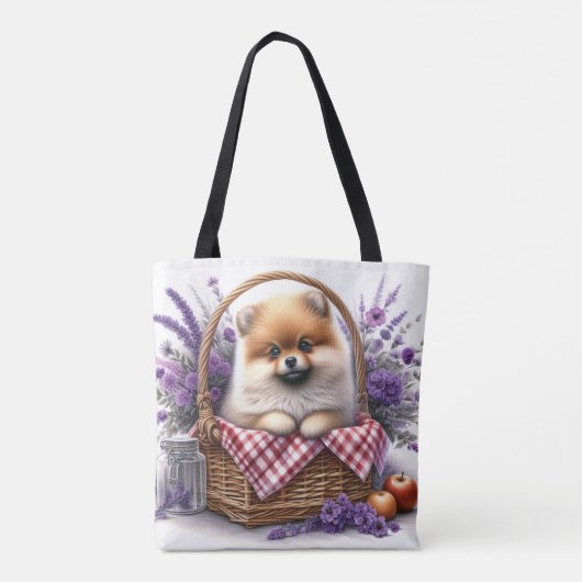 Tote Bag Pique-nique Fleur sauvage Poméranien Chien Chien C (Dos)