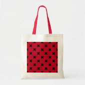 Tote Bag Piqûres de croix noires en rouge (Devant)