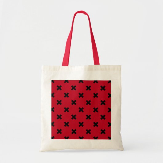 Tote Bag Piqûres de croix noires en rouge (Devant)
