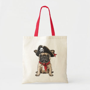 Tote Bag Pirate French Buldog Skull Crossbones