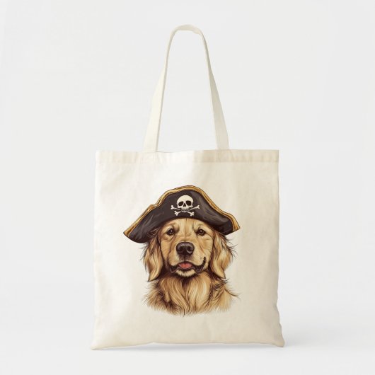 Tote Bag Pirate Golden Retriever Chien Crâne (Devant)