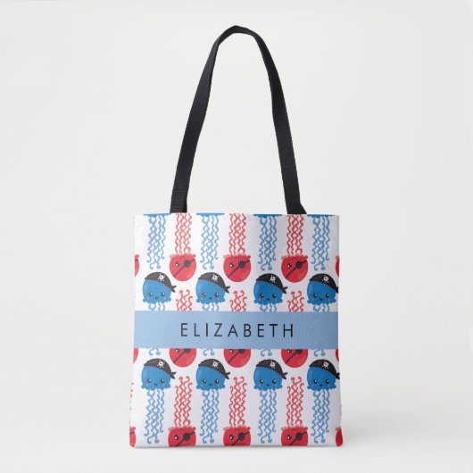 Tote Bag Pirate Jellyfish, Motif de méduses, Votre nom (Devant)