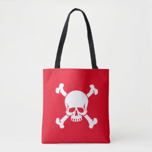 Tote Bag Pirate rouge, crâne et os croisés, drapeau
