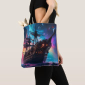 Tote Bag Pirate Space Ship Nebula et Lunes (De près)
