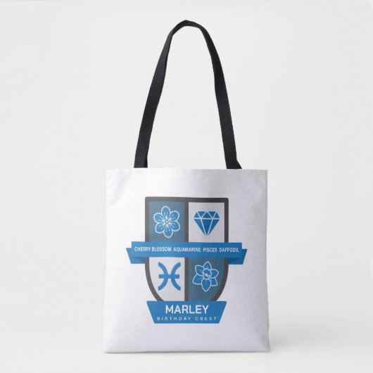 Tote Bag Pisces Birthday Crest™ for March 1-20 (Devant)