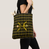 TOTE BAG PISCES GOLD ZODIAC BIJOUX D'ANNIVERSAIRE AVEC PERL (De près)