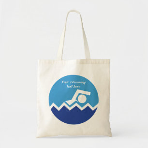 Tote Bag Pismming venin, swimmer on blue circle custom