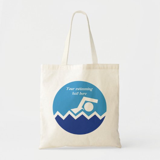 Tote Bag Pismming venin, swimmer on blue circle custom (Devant)
