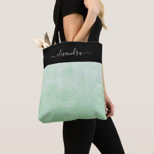 Tote Bag Pistache Élégant rustique personnalisé noir