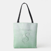 Tote Bag Pistache Gris monogramme rustique élégant (Dos)