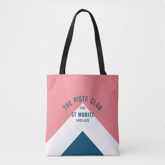 Tote Bag Piste Club Pink White Blue Peak Custom Ski (Devant)