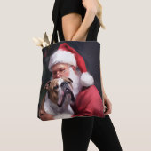 Tote Bag Pitbull avec Noël Festif du Père Noël (De près)